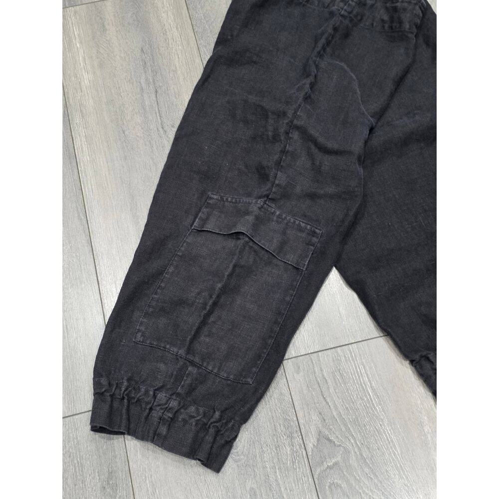 Eileen Fisher Cargo linen capri pants Women's Sz Medium Black A004177 - Picture 8 of 8